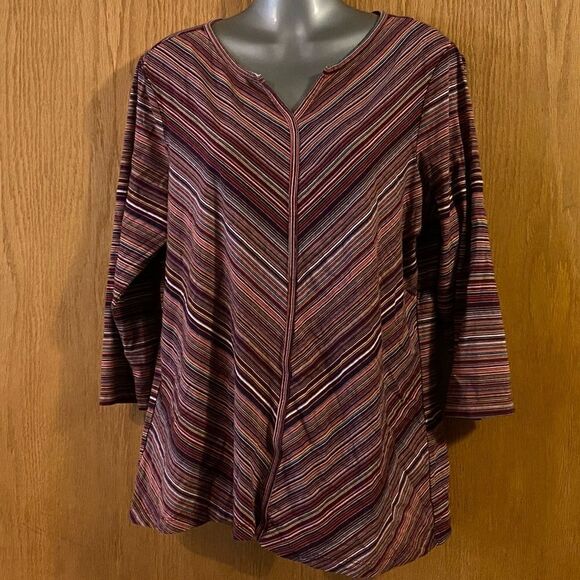 🌺3 for $30🌺Christopher & Banks Stretchy 3/4 Sleeve Top, size L. (S109) - Picture 1 of 6